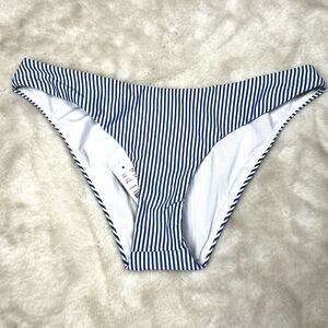 J.Crew Women's  Bikini Bottom Blue White Seersucker BF116
